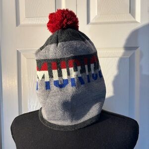 American Eagle Outfitters Gray Murica Beanie with Red Pom-Pom